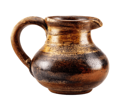 Handmade earthenware jug with rustic charm for kitchen decor png