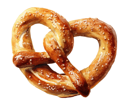 Delicious pretzel twisted into a heart shape for snack lovers png