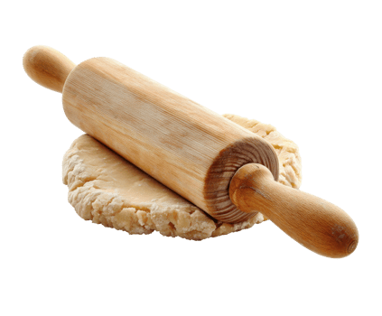 Rolling dough with wooden rolling pin for baking desserts png