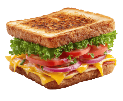 Delicious grilled sandwich with fresh vegetables and cheese png