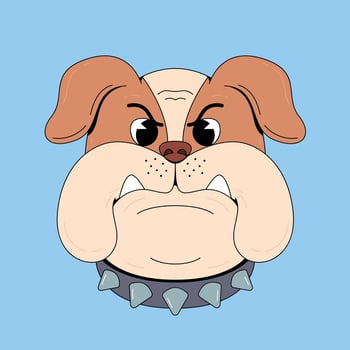 An illustration of a bulldog with spikes on its head vector