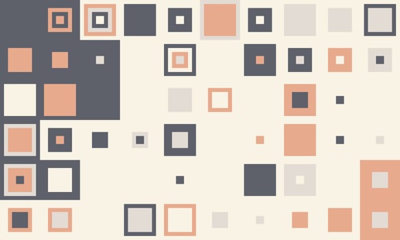 Abstract geometric pattern featuring pastel peach, gray, and dark gray squares of varying sizes, creating a visually appealing, modern design. vector