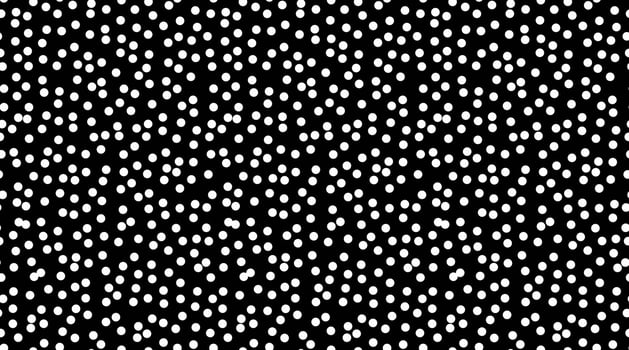 Abstract monochrome polka dot pattern. Densely packed white dots on a black background create a dynamic, textured visual. vector