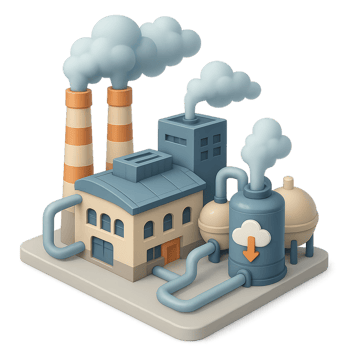 Simple Factory Concept for Carbon Capture Technology Illustration png