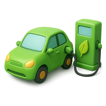 Green Electric Car Charging at Eco-Friendly Station png