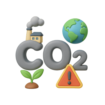 3D Illustration of CO2 Emissions and Environmental Awareness Concept png