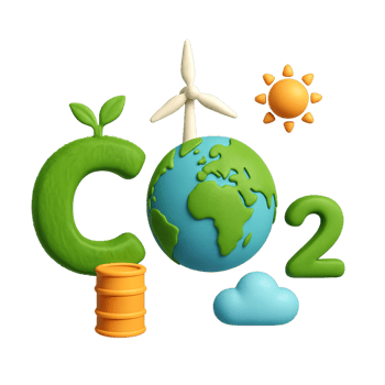 Creative 3D Elements Representing CO2 Reduction and Sustainability png