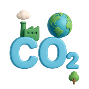 3D Illustration of CO2 Emission with Factory and Earth Elements png