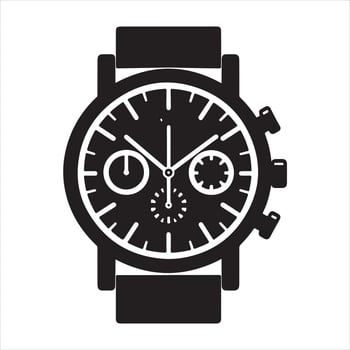 black and white watch icon on a white background vector