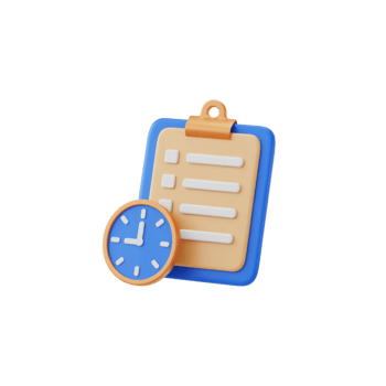 3D Checklist Clipboard Clock Icon on Transparent Background Task Management png