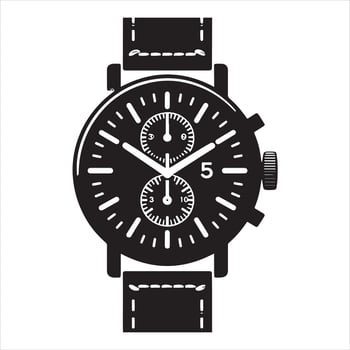wristwatch illustration black and white vector