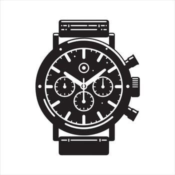 a black and white illustration of a watch vector