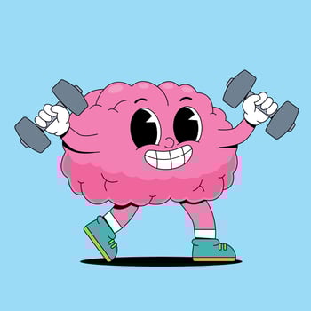 Brain exercising with dumbbells vector