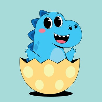 A cartoon dinosaur in an egg vector