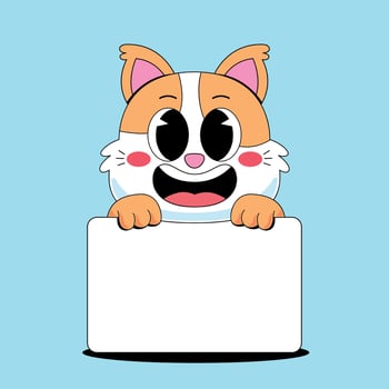 A cartoon cat holding a blank sign vector