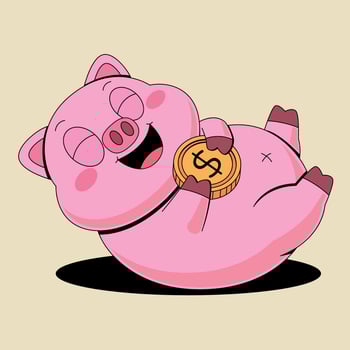 A cartoon pig with a dollar sign on its back vector