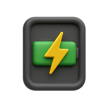 Simple 3D Charging Display with Green Battery Icon and Lightning Bolt png