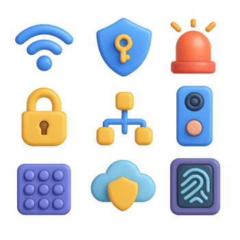 Colorful 3D Security Icons for Modern Digital Applications png