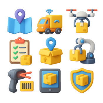 3D Logistic Icons Collection for Business and Delivery Services png