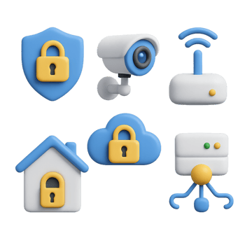 3D Smart Security Icons for Modern Safety Solutions png