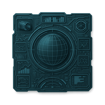 Futuristic HUD Interface with Graphs and Global Elements png