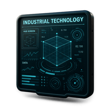 Modern Industrial Technology Interface with Data Visualization Elements png