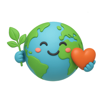 3D Environmental Illustration of Earth Holding Heart and Plant png