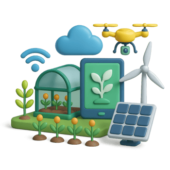 3D Smart Farm Design Concept with Drone, Plants, and Technology png