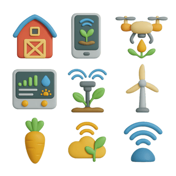 Colorful Icons of Smart Farming Technology and Agriculture Elements png