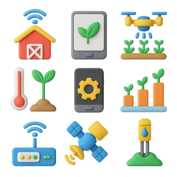 Smart Farm Icons Set for Agriculture Technology and Innovation png