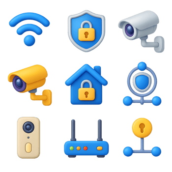 3D Smart Security Icons for Digital Protection and Safety Solutions png