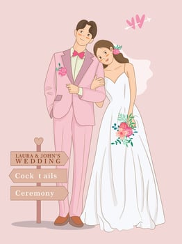 Cartoon Bride and groom wedding vector