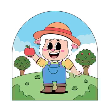 A cartoon sheep holding an apple vector