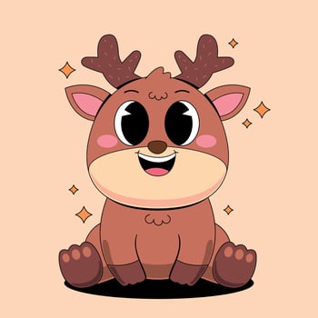 Cute cartoon deer with big eyes and horns vector