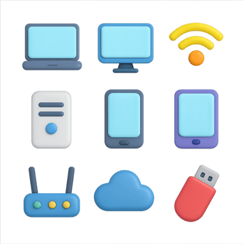 Simple 3D Technology Icons for Digital and Online Usage png