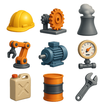 3D Industrial Icons Collection for Simple Composition and Design png