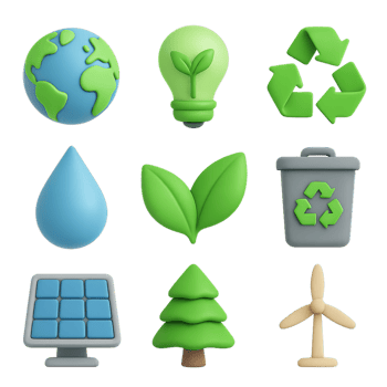 Eco-Friendly Icons Set for Sustainable Design and Environmental Awareness png