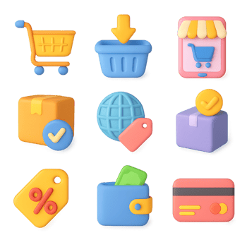 3D Icons for E-commerce Design and Simple Transactions png
