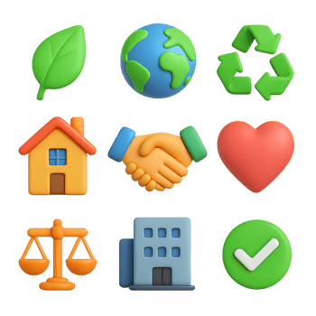 Simple 3D Icons Set for Environmental, Social, and Governance Concepts png