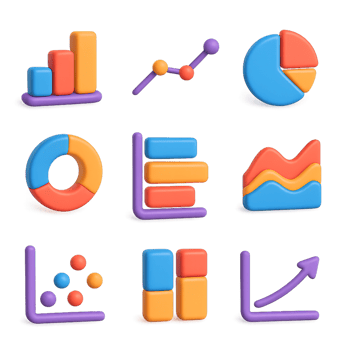 Colorful 3D Icons and Charts for Simple Data Visualization png