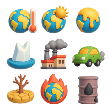 Climate Change Icons for Visual Communication and Awareness png