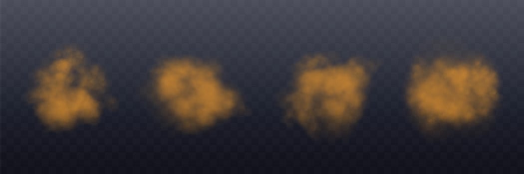 Realistic orange smokes or haze on a background. Magic fog, vapor. illustration vector