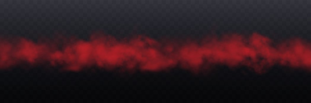 Realistic long red smoke or haze, overlay effect on a dark background vector
