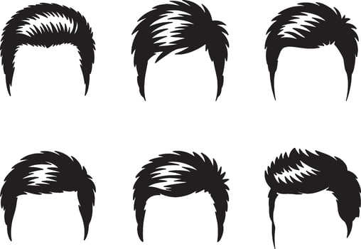 Six stylish men's hairstyle silhouettes vector