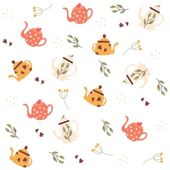 cute set pattern tea mug vector