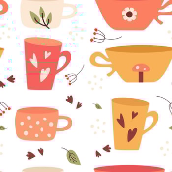 pattern cute cup seamless for kitchen vector