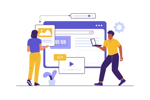 Flat Illustration of UI UX Interface Development for Web Design vector