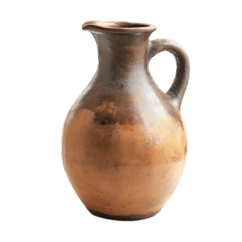 Antique Ceramic Clay Jug for Drinking Wine, Water or Milk Isolated on Transparent Background png