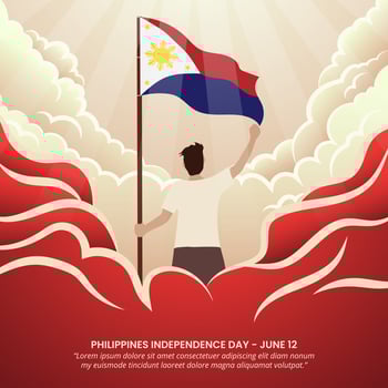 Philippines Independence Day design with a person holding a waving flag vector