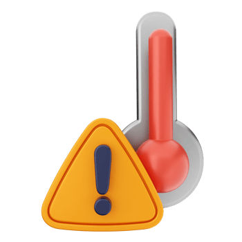 A thermometer and a warning triangle png